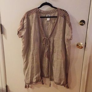 Ivy Jane tan swim cover-up lace detailing sz Small